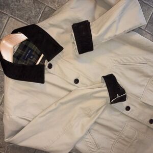 Lands End Jacket Mens Large Canvas Chore Barn Coat Corduroy Collar Lined